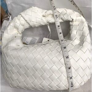 White-weaved, vegan knotted hobo with gold-tone zipper nwt